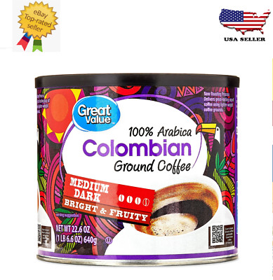 Great Value Colombian Medium Dark Roast Naturally Caffeinated Ground 22.6 oz