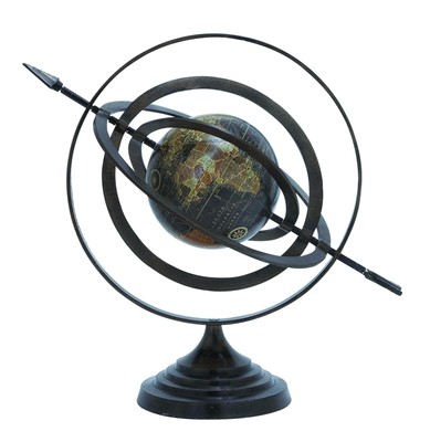 Aluminum Compass Armillary Globe, 19'' x 12'' x 17'', Black