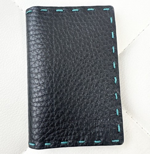 Fendi Black Selleria Leather Card Holder Wallet Bifold Case
