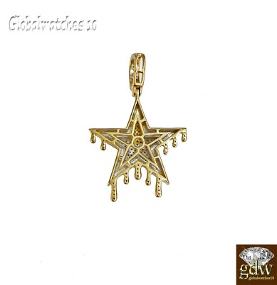 Pre-owned Globalwatches10 Real 10k Yellow Gold And Diamond Star Charm/pendant For Men/women, Angel In G-i