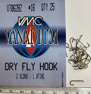VMC VANADIUM   V7062BZ  Dry Fly  Hooks 2XLONG-1XFINE Size #16 QTY:25