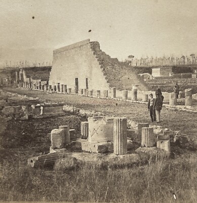 ITALIE Pompei c1860 Photo Stereo Vintage Albumine §fotn1