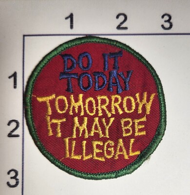 Do it Today Tomorrow it May be Illegal Embroidered Sew On Novelty Patch Upcycle