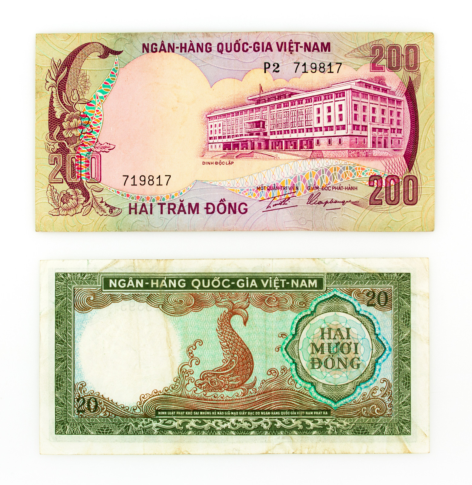 2 different South Vietnam paper money 1960's-70's nice circ.
