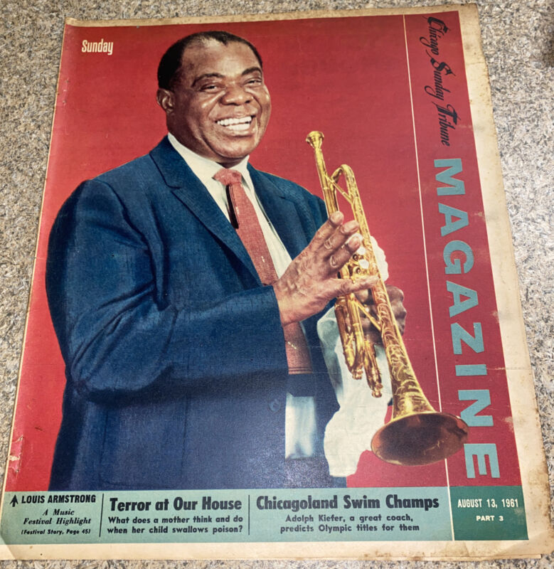 Vintage 1960s Louis Armstrong Magazine Cover ONLY Trumpet Photo