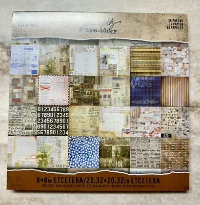 Tim Holtz Idea-Ology *ETCETERA PAPER STASH* 8x8 RETIRED 36 Sheets 2017 NEW