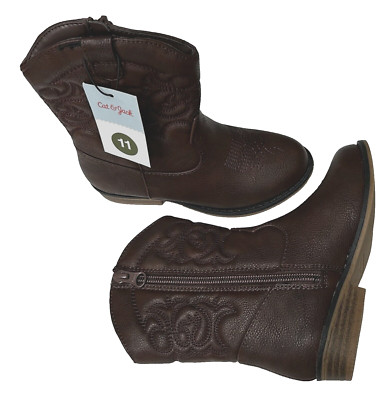 Cat & Jack MEMPHIS Brown Western Cowboy Boots w/side zipper~Girls Sz 11~NWT~CUTE