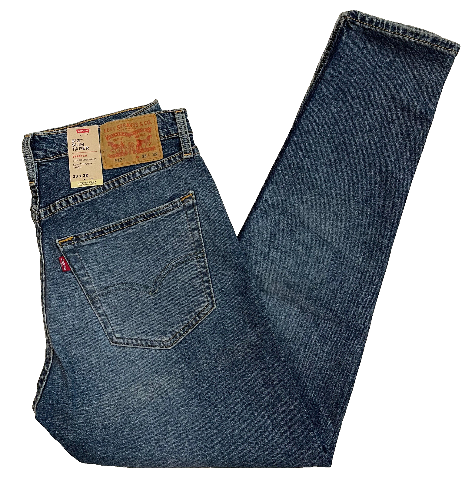 SLATES by LEVI'S W32L32 ツータックUSED Levis 512 Slim Taper Flex Eco Stretch Mens Jeans 33X32