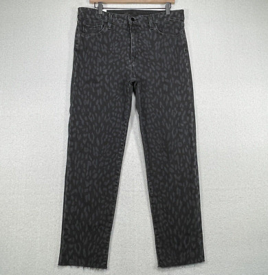 Joes Jeans The Milla High Rise Straight Ankle 32 Stretch Black Leopard Denim