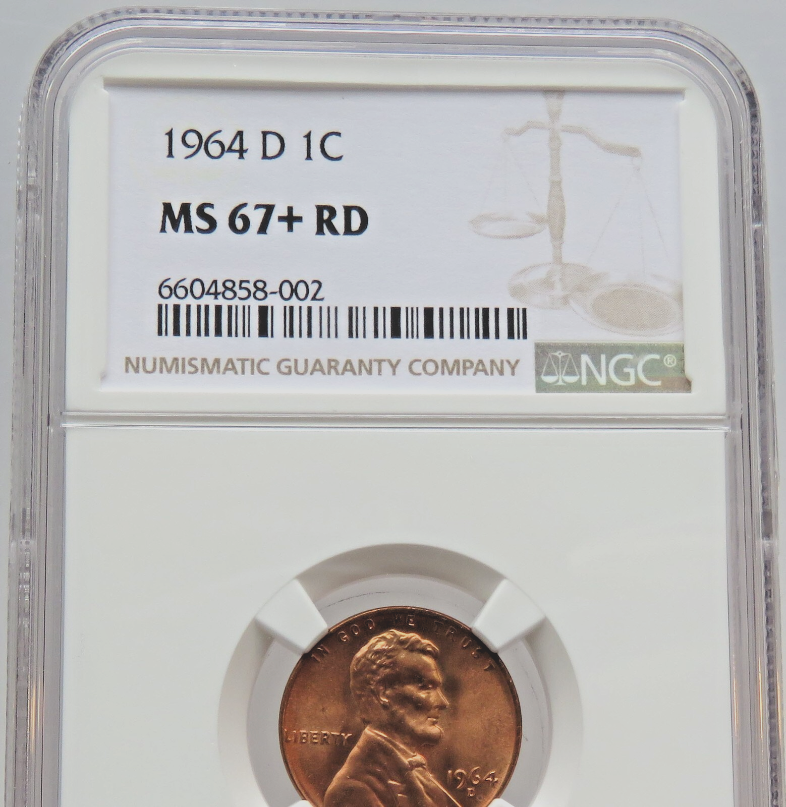 1964-D Lincoln Cent Penny 1C 1964 Coin - NGC MS67+ RD - Free