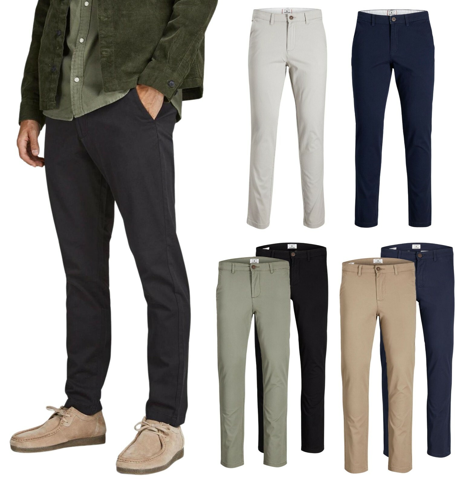Slim Fit Chinos Mens Jack & Jones 1 2 Pack Casual Cotton