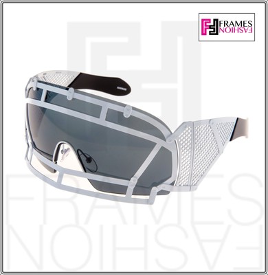 Pre-owned Linda Farrow Ktz X  Football Helmet Sunglasses Black White Mirrored Mask Ktz1 In Gray