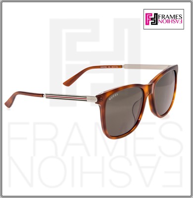 Pre-owned Gucci Web 0078 Gold Metal Etched Aviator Havana Gold Green Sunglasses Gg0078sk