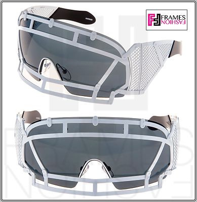 Pre-owned Linda Farrow Ktz X  Football Helmet Sunglasses Black White Mirrored Mask Ktz1 In Gray