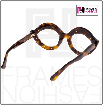 Pre-owned Gucci 0045 Crystal Lips Red Stud 3867 Tortoise Sunglasses Glasses Gg3867s In Clear