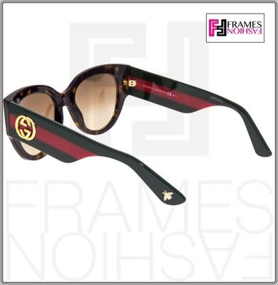 Pre-owned Gucci 3864 Red Green Brown Havana Gradient Women Square Sunglasses Gg3864s Star In U1djd