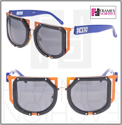 Pre-owned Linda Farrow Ktz X  Football Unisex Orange Blue Black Sunglasses Polarized Ktz 16 In Gray