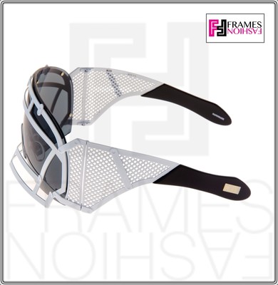 Pre-owned Linda Farrow Ktz X  Football Helmet Sunglasses Black White Mirrored Mask Ktz1 In Gray