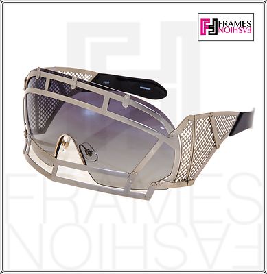 Pre-owned Linda Farrow Ktz X  Football Helmet Sunglasses Gold Grey Gradient Ktz1 In Gray