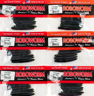 (LOT OF 6) ROBOWORM NED WORM 3'' N3-8296-8 AARONS MAGIC F7400