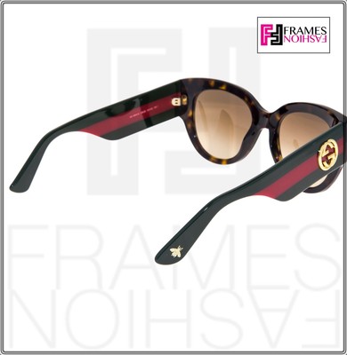 Pre-owned Gucci 3864 Red Green Brown Havana Gradient Women Square Sunglasses Gg3864s Star In U1djd