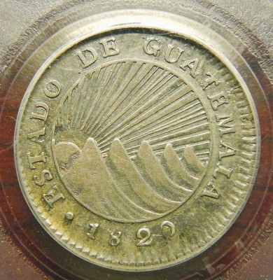 Very Rare Provisional Guatemala 1829-NG M Real, KM75. PCGS VF30 (undergraded)