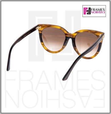 Pre-owned Gucci Square Oversized Gg0179s Black Brown Tortoise Stripe Logo Sunglasses 0179