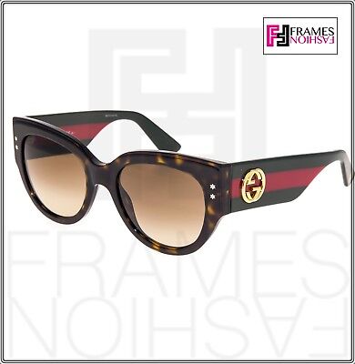 Pre-owned Gucci 3864 Red Green Brown Havana Gradient Women Square Sunglasses Gg3864s Star In U1djd