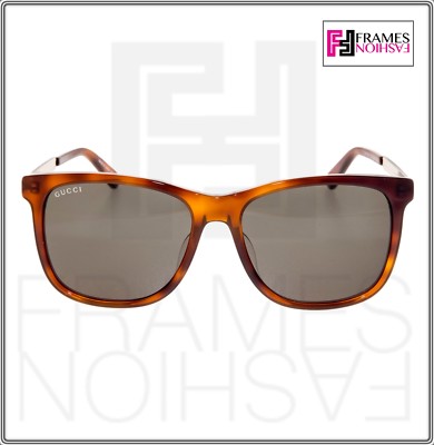 Pre-owned Gucci Web 0078 Gold Metal Etched Aviator Havana Gold Green Sunglasses Gg0078sk
