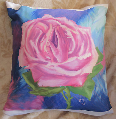 13X13 inch Decorative Pillow w/  Rose and Praying Hands