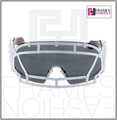 Pre-owned Linda Farrow Ktz X  Football Helmet Sunglasses Black White Mirrored Mask Ktz1 In Gray