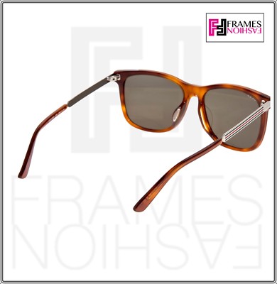 Pre-owned Gucci Web 0078 Gold Metal Etched Aviator Havana Gold Green Sunglasses Gg0078sk