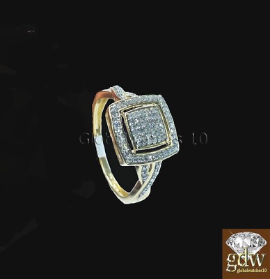 Pre-owned Globalwatches10 10k Gold Diamond Ladies Ring Women Size 7 Real Gold Diamond I2 Clarity In White