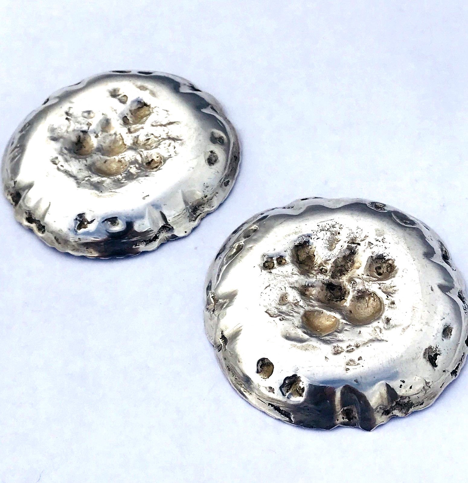 Vintage Repousse 800 Silver Butter Pats Set Of 2