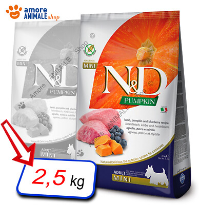 Farmina Dog N&D Pumpkin Adult Mini → Agnello e Mirtillo - 800 gr / 2,5 / 7 kg