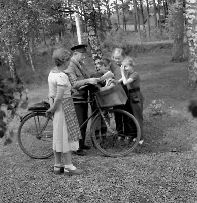 Black and White Photo Mailman Delivery on a Bicycle  8x10 Reprint  A-16