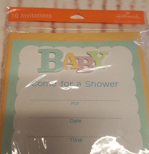 Hallmark Stationery Baby Shower Invitations and Envelopes #10 Raised Baby