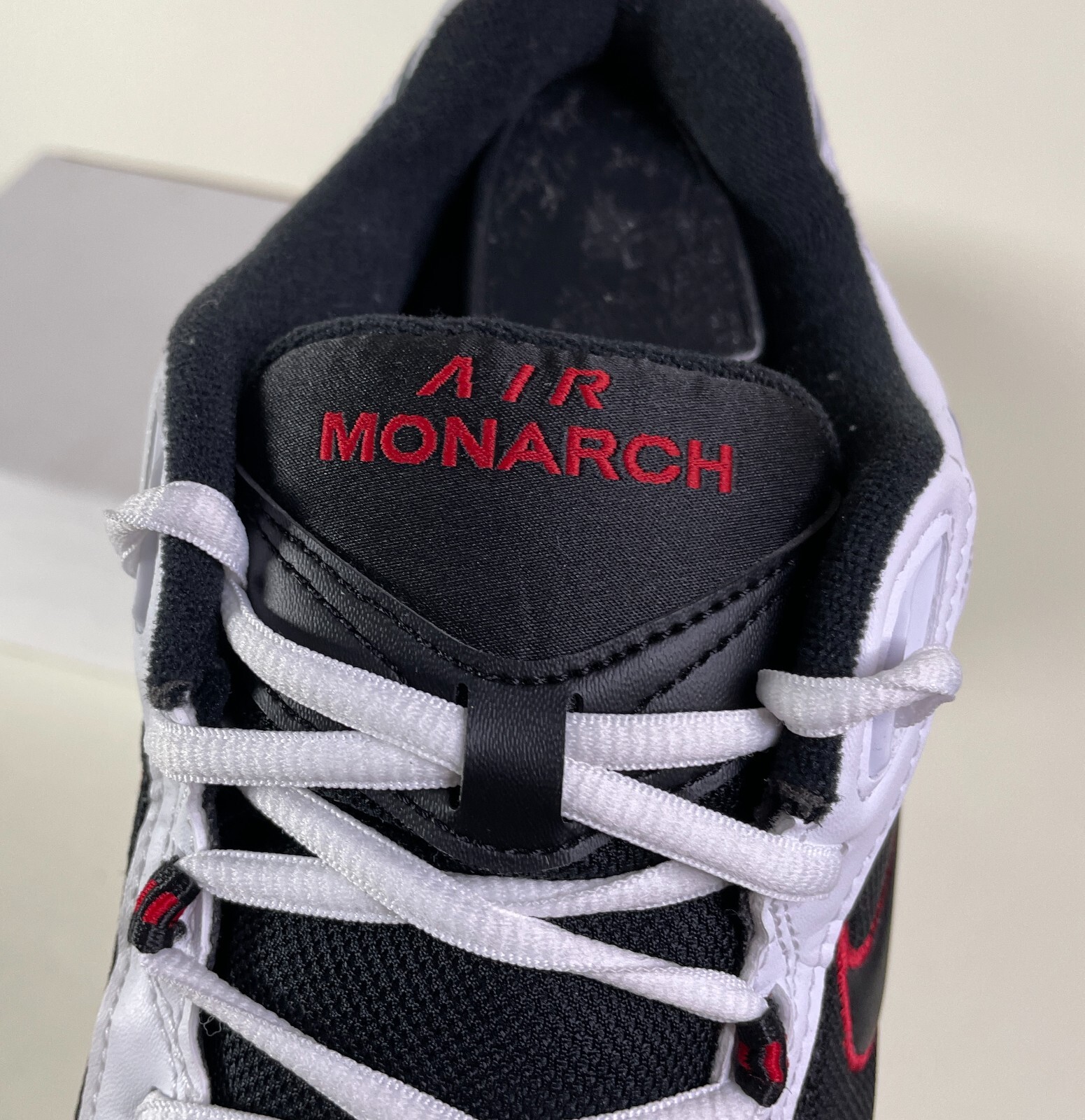 Nike Air Monarch IV White Red Black Walking Shoes Mens Size 6 12 4E 416355 101 6 10 790 166503885302