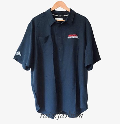 ADIDAS HARLEM GLOBETROTTERS Shirt Sz XL Navy Blue Short Sleeve Mens Button NWT