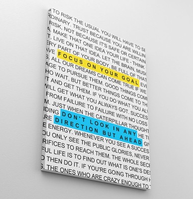 Focus On Your Goal Motivational Canvas Print Office Decor Keep Going Artwork