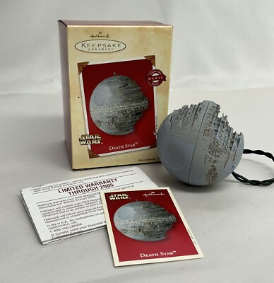 2002 Hallmark Keepsake Ornament Star Wars Death Star Christmas Light/Magic New