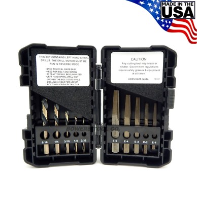 Norseman 10pc Screw & Bolt Extractor EZ Out Set Left Drill Bits #1-5 USA BR-10SQ
