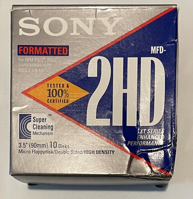 Partial Box Of Sony MFD-2HD Floppy Disks 9 Total