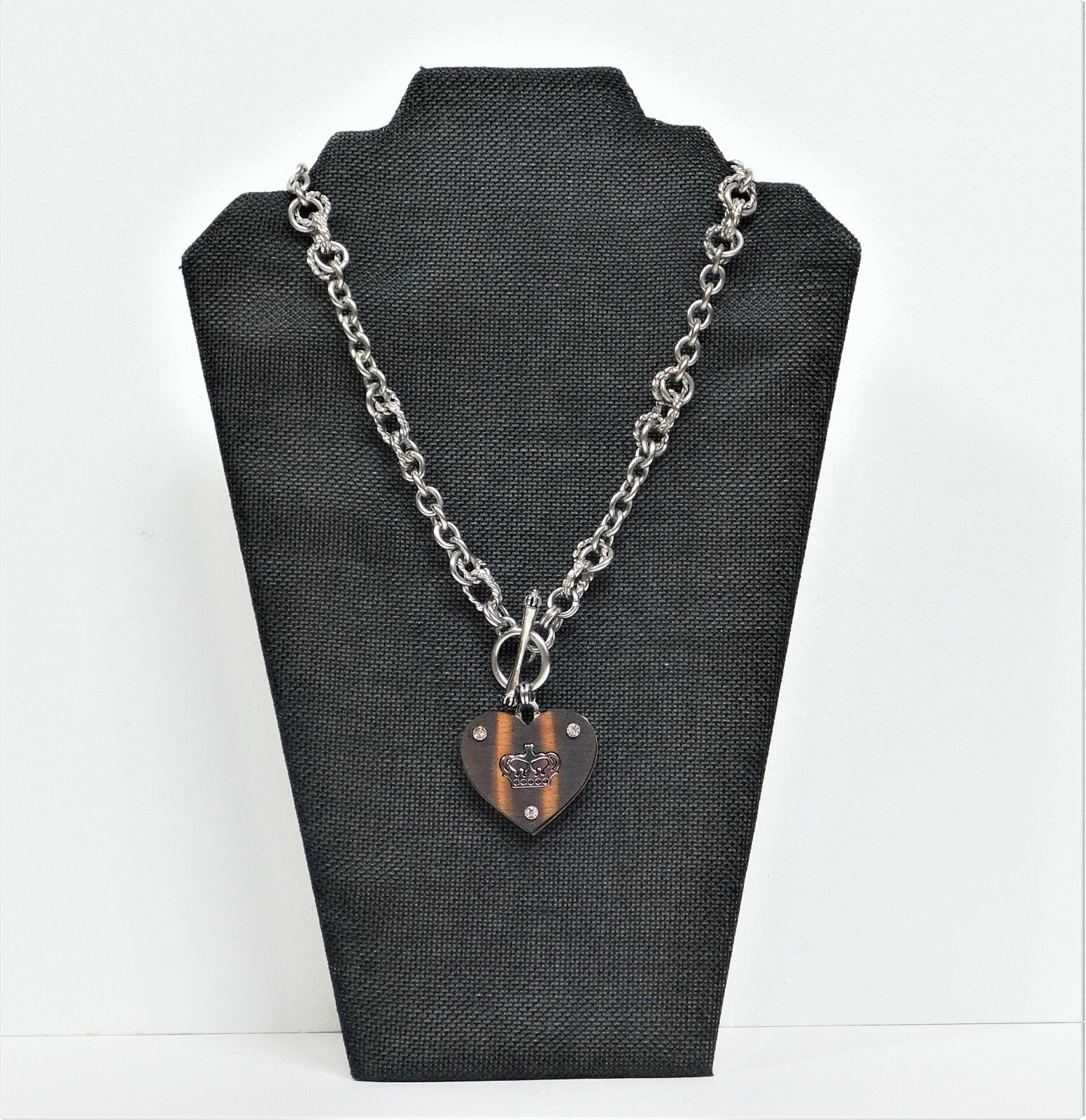 Rare Juicy Couture Vintage Chunky Wood Heart Charm Toggle