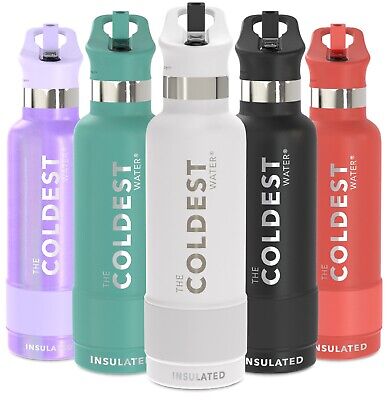 The Coldest Sports Water Bottle Straw Lid Insulated Stainless Steel- 21oz Flask