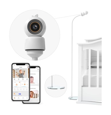 Cheego 3MP HD Smart Baby Monitor with Camera and Audio Bundle with Floor Stan...