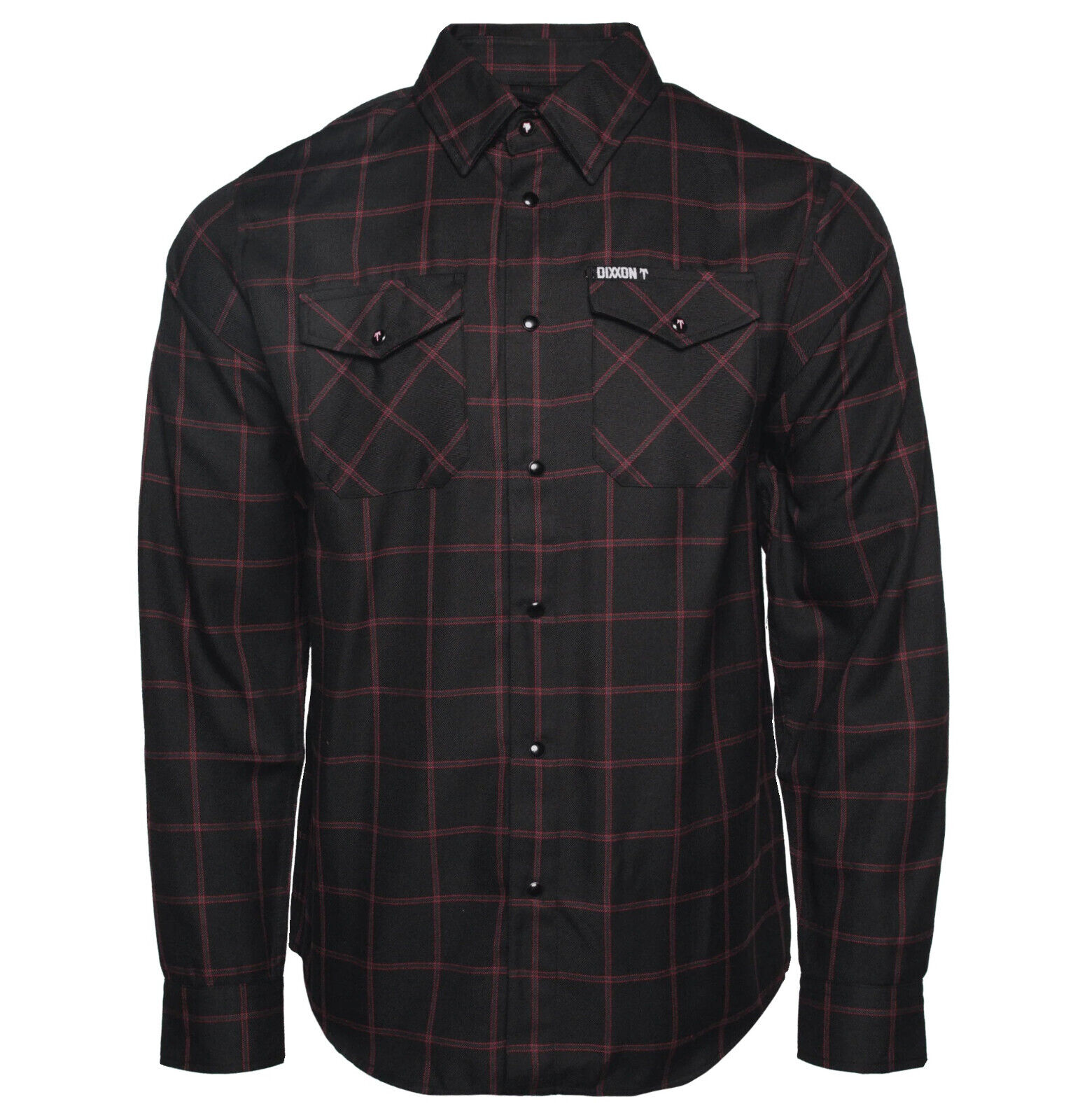 Dixxon Kamimura 2.0 Pearl Snap Black Gray Red Plaid Flannel