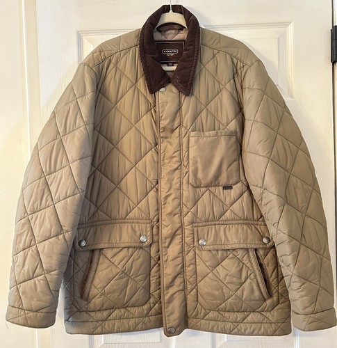 Mens Coach Quilted Light Puffer Jacket/Coat, Zip Up, Button