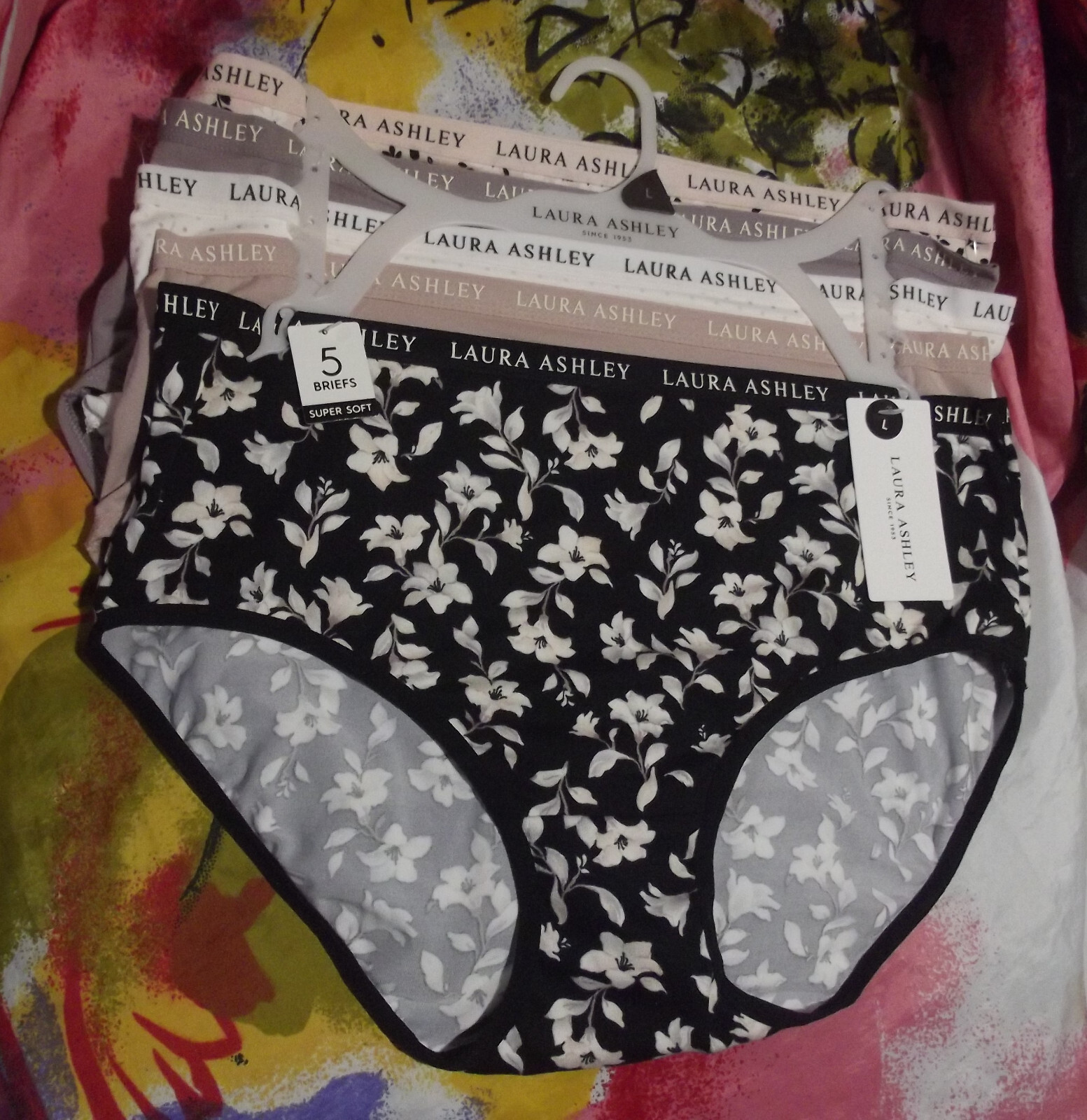 5 NEW LAURA ASHLEY LS3208 5PKR MF SUPER SOFT LOGO WAIST