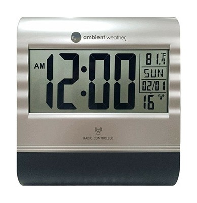 Ambient Weather RC-9362 Atomic Digital Wall Clock Temperature Eastern Atlantic
